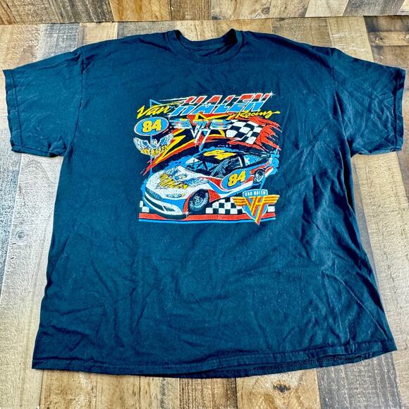 VAN HALEN Racing 84 Concert T Shirt Mens 2XL Black Band Graphic Print Tee - Picture 2 of 8